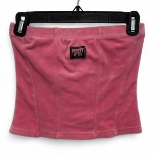 FB County Pink Velvet Strapless Tank Top